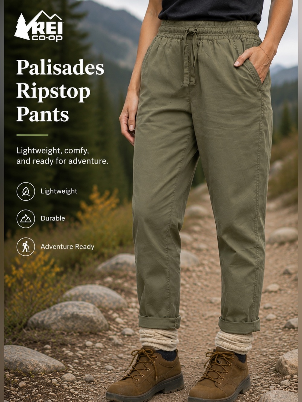 prAna Palisades Ripstop Pants Women’s Small Green Hiking Travel Jogger Pull-On